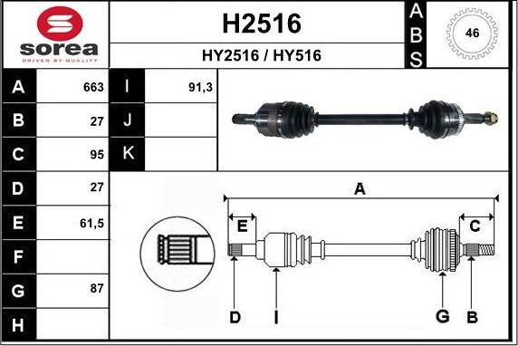 SNRA H2516 - Приводной вал www.autospares.lv