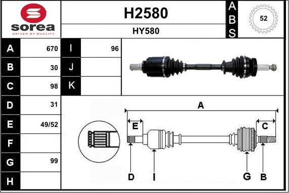 SNRA H2580 - Piedziņas vārpsta autospares.lv