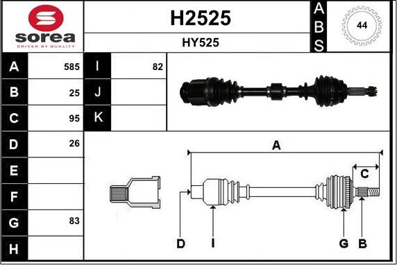 SNRA H2525 - Piedziņas vārpsta autospares.lv