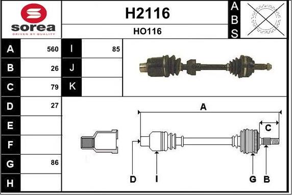 SNRA H2116 - Piedziņas vārpsta www.autospares.lv