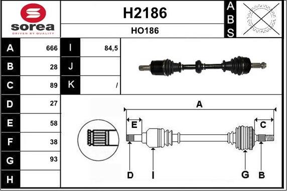 SNRA H2186 - Piedziņas vārpsta www.autospares.lv