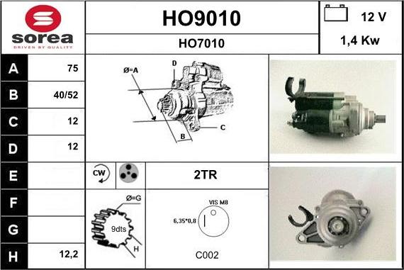 SNRA HO9010 - Starter www.autospares.lv