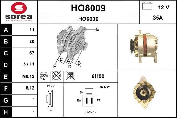 SNRA HO8009 - Ģenerators autospares.lv