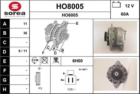 SNRA HO8005 - Ģenerators autospares.lv