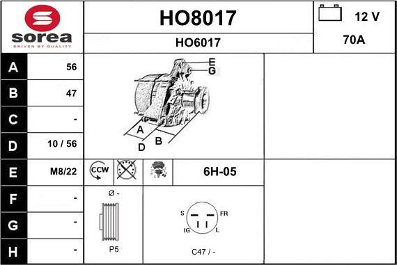 SNRA HO8017 - Ģenerators autospares.lv