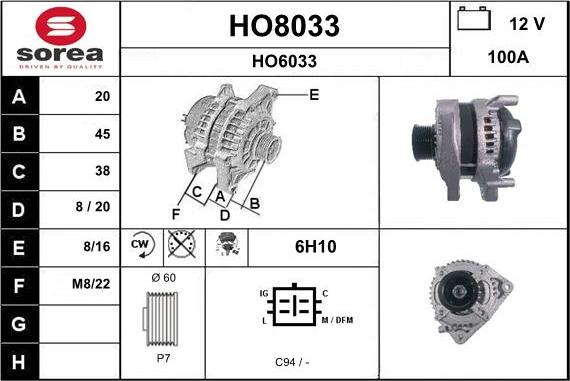 SNRA HO8033 - Ģenerators autospares.lv