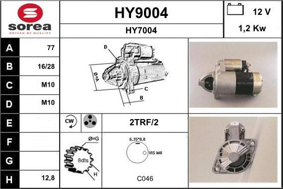 SNRA HY9004 - Starteris www.autospares.lv