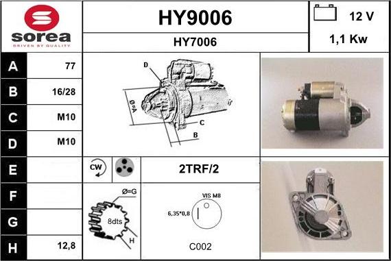 SNRA HY9006 - Starter www.autospares.lv