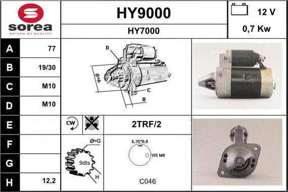 SNRA HY9000 - Стартер www.autospares.lv