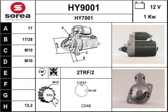 SNRA HY9001 - Starteris autospares.lv