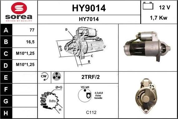 SNRA HY9014 - Starteris www.autospares.lv