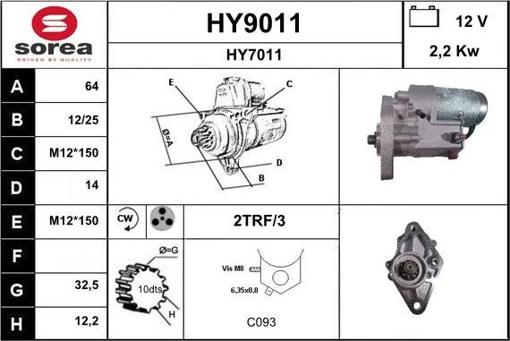 SNRA HY9011 - Starteris www.autospares.lv