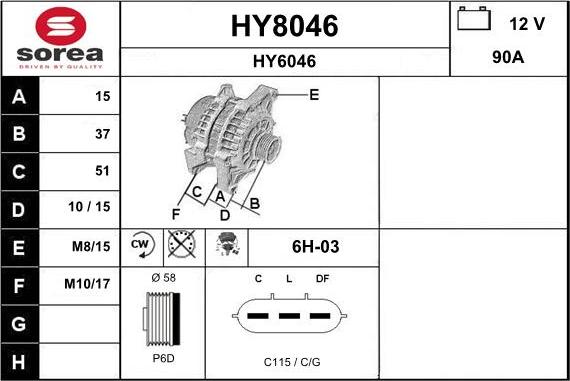 SNRA HY8046 - Ģenerators www.autospares.lv