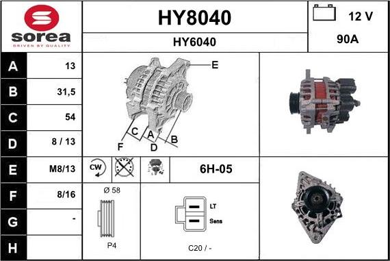 SNRA HY8040 - Ģenerators autospares.lv