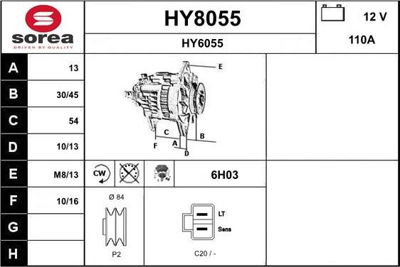 SNRA HY8055 - Ģenerators autospares.lv