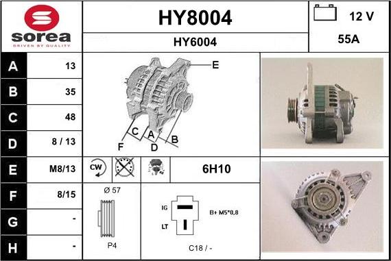 SNRA HY8004 - Ģenerators autospares.lv