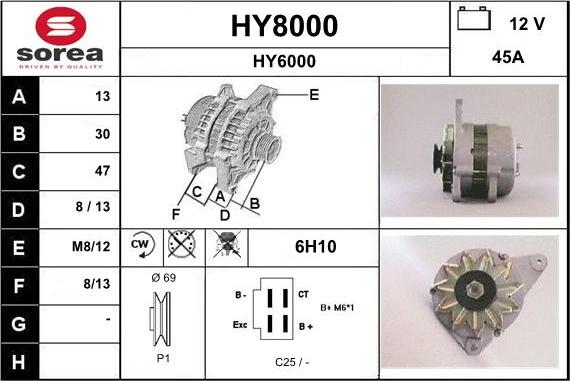 SNRA HY8000 - Генератор www.autospares.lv