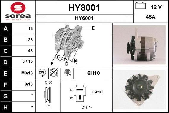 SNRA HY8001 - Генератор www.autospares.lv