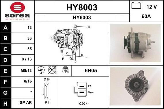 SNRA HY8003 - Ģenerators autospares.lv