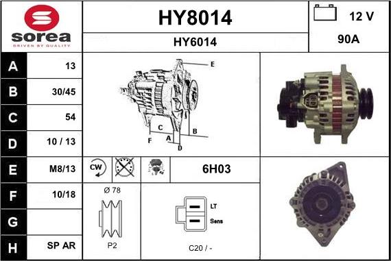 SNRA HY8014 - Alternator www.autospares.lv