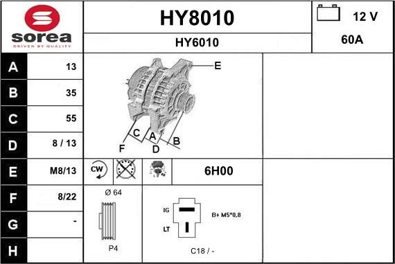 SNRA HY8010 - Alternator www.autospares.lv