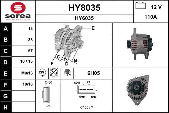 SNRA HY8035 - Ģenerators autospares.lv