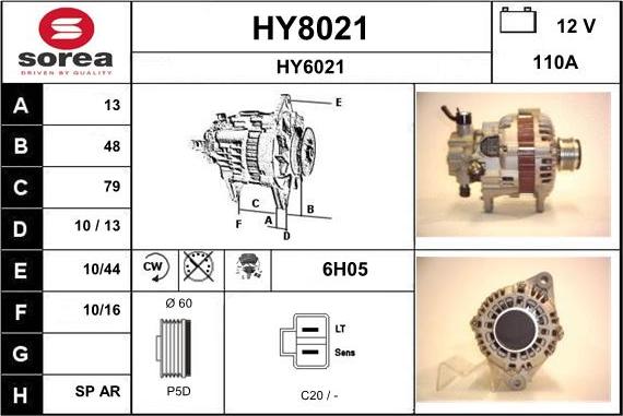 SNRA HY8021 - Ģenerators www.autospares.lv