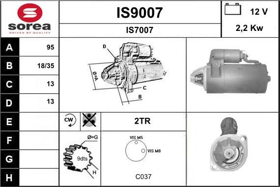 SNRA IS9007 - Starteris autospares.lv