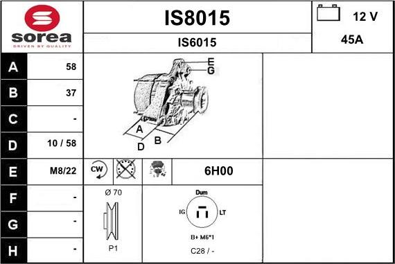 SNRA IS8015 - Ģenerators www.autospares.lv