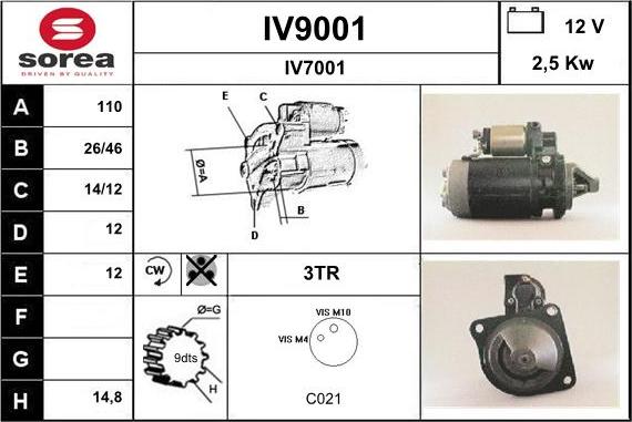 SNRA IV9001 - Starteris autospares.lv