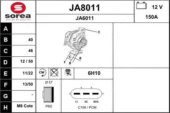 SNRA JA8011 - Ģenerators www.autospares.lv