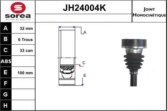 SNRA JH24004K - Шарнирный комплект, ШРУС, приводной вал www.autospares.lv