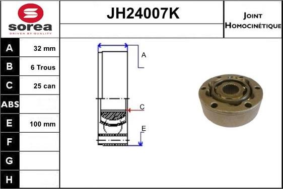 SNRA JH24007K - Шарнирный комплект, ШРУС, приводной вал www.autospares.lv