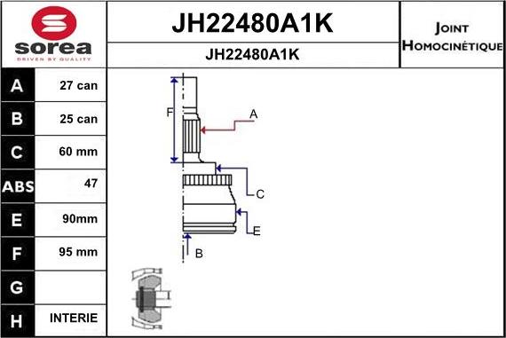 SNRA JH22480A1K - Šarnīru komplekts, Piedziņas vārpsta www.autospares.lv