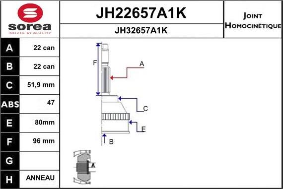 SNRA JH22657A1K - Joint Kit, drive shaft www.autospares.lv