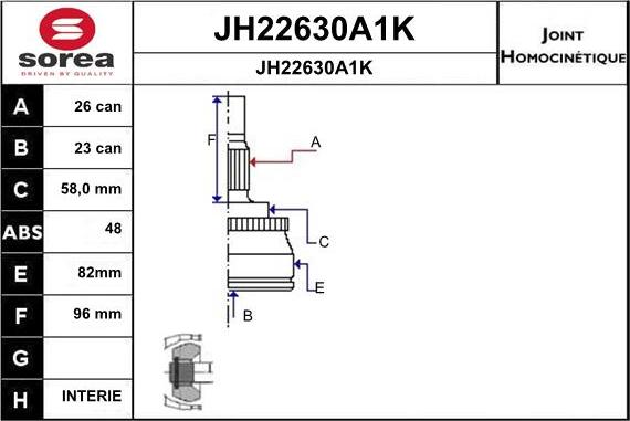 SNRA JH22630A1K - Šarnīru komplekts, Piedziņas vārpsta autospares.lv