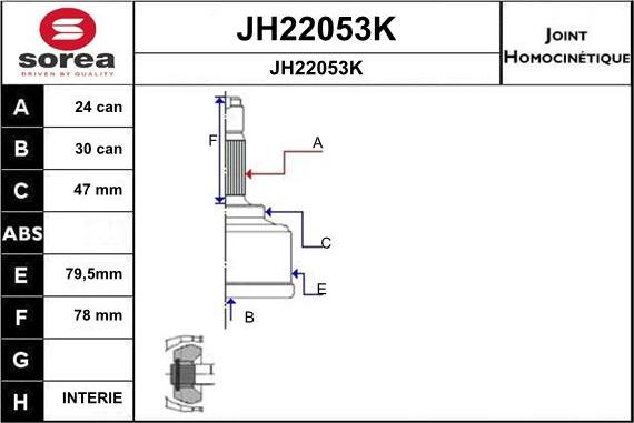 SNRA JH22053K - Šarnīru komplekts, Piedziņas vārpsta www.autospares.lv