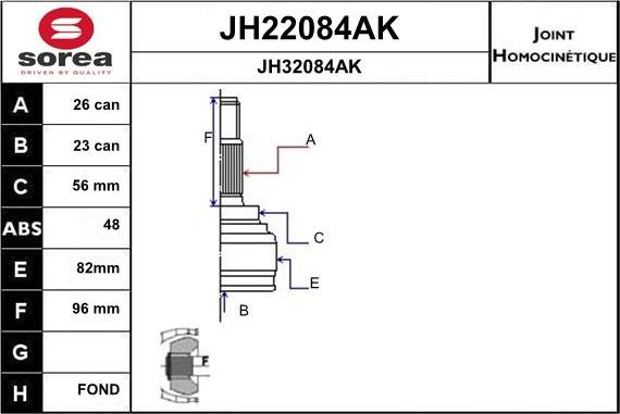 SNRA JH22084AK - Šarnīru komplekts, Piedziņas vārpsta autospares.lv