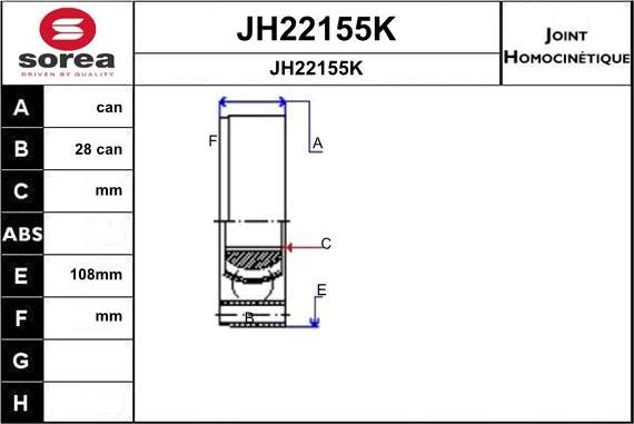 SNRA JH22155K - Шарнирный комплект, ШРУС, приводной вал www.autospares.lv