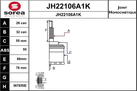 SNRA JH22106A1K - Šarnīru komplekts, Piedziņas vārpsta www.autospares.lv