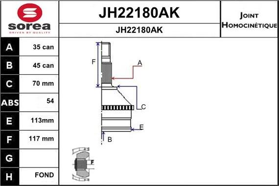 SNRA JH22180AK - Šarnīru komplekts, Piedziņas vārpsta autospares.lv