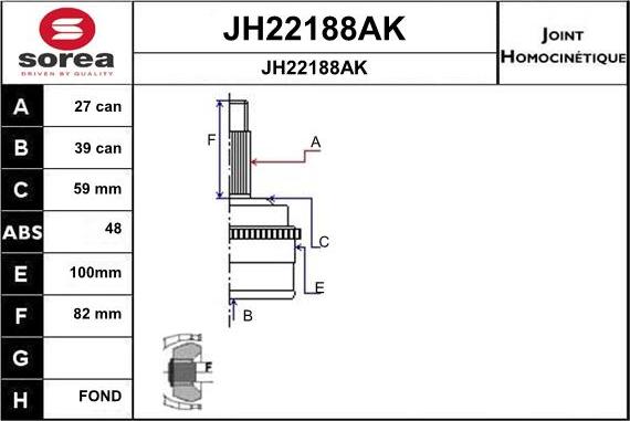 SNRA JH22188AK - Šarnīru komplekts, Piedziņas vārpsta www.autospares.lv