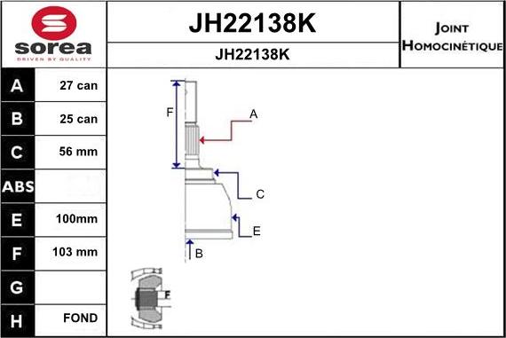 SNRA JH22138K - Šarnīru komplekts, Piedziņas vārpsta www.autospares.lv