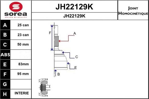 SNRA JH22129K - Šarnīru komplekts, Piedziņas vārpsta www.autospares.lv