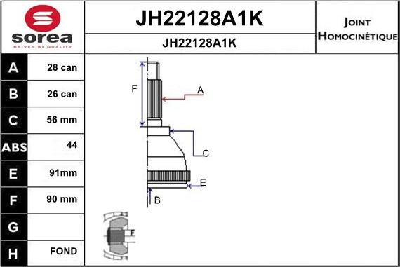 SNRA JH22128A1K - Šarnīru komplekts, Piedziņas vārpsta autospares.lv