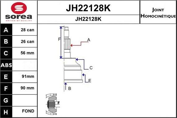 SNRA JH22128K - Šarnīru komplekts, Piedziņas vārpsta www.autospares.lv