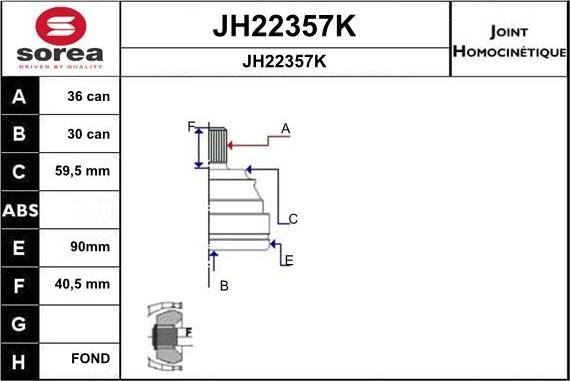 SNRA JH22357K - Joint Kit, drive shaft www.autospares.lv