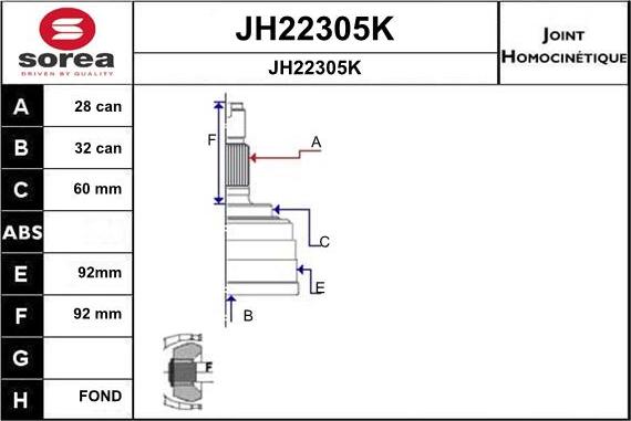 SNRA JH22305K - Šarnīru komplekts, Piedziņas vārpsta www.autospares.lv