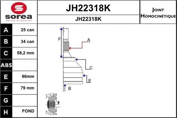 SNRA JH22318K - Šarnīru komplekts, Piedziņas vārpsta www.autospares.lv