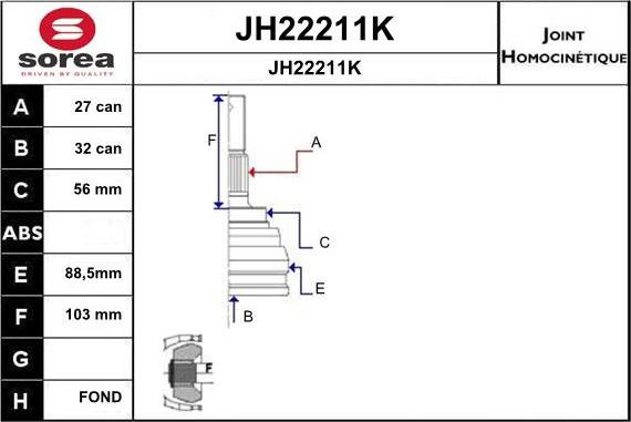 SNRA JH22211K - Šarnīru komplekts, Piedziņas vārpsta www.autospares.lv